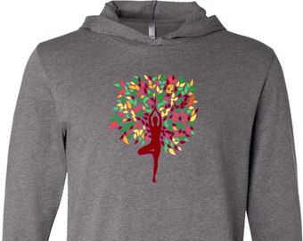 Fall Foliage Tree of Life Lightweight Hoodie Tee T-Shirt - FOLIAGE-3512