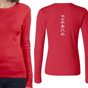 Fierce Back Print Ladies Yoga Long Sleeve Tee T-Shirt = FIERCE-BP-5001