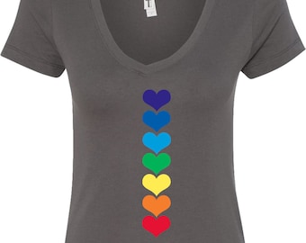 Heart Chakras Ladies Yoga V-Neck Tee Shirt = HEART-N1540