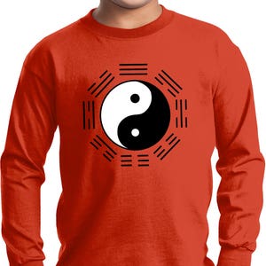 Yin Yang Trigrams Kid&#39;s Yoga Long Sleeve Tee T-Shirt = PC61YLS-TRIGRAMS