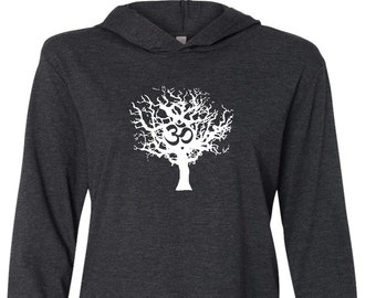 White Tree of Life Lightweight Hoodie Tee T-Shirt - WHITETREE-3512