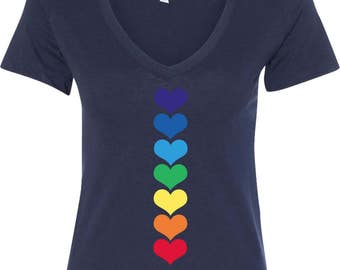 Heart Chakras Womens Yoga V-Neck Tee Shirt = N1540-HEARTCHAKRA