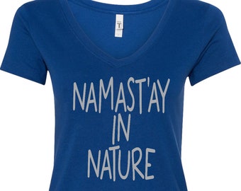 Namastay in Nature Ladies Yoga V-Neck Tee Shirt = NATURE-N1540