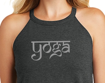 Sanskrit Yoga Text Ladies Yoga Tri Blend Rocker Tanktop = SANSKRIT-DT137L
