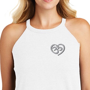 OM Heart Pocket Print Ladies Yoga Tri Blend Rocker Tanktop = HEARTPOCKET-DT137L