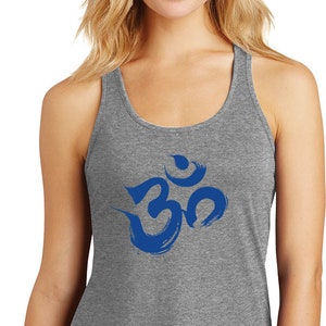 Royal Brushstroke AUM Ladies Yoga Solid Gathered Racerback Tank Top = ROYALBRUSH-DM420