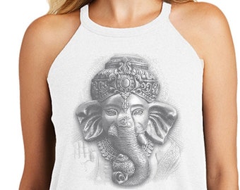 3D Ganesha Ladies Yoga Tri Blend Rocker Tanktop = 3DGANESHA-DT137L