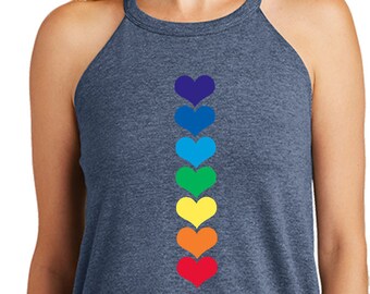 Heart Chakras Ladies Yoga Tri Blend Rocker Tanktop = HEART-DT137L