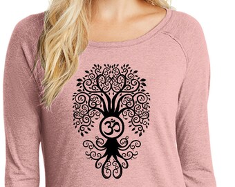 Black Bodhi Tree of Life Ladies Yoga Tri Blend Long Sleeve = BBODHI-DT132L