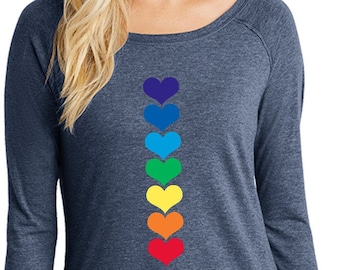 Heart Chakras Ladies Yoga Tri Blend Long Sleeve = HEART-DT132L