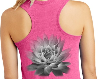 Lotus Flower Back Print Dames Yoga Racerback Tanktop = FLOWER-BP-DM138L
