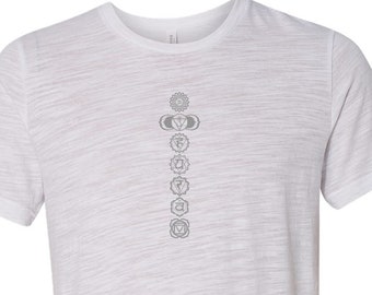 Grey 7 Chakras Men's Yoga Burnout Tee Shirt = GREYCHAK-3650