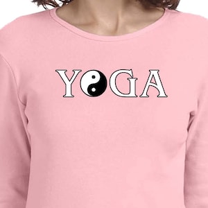 Yin Yang Yoga Text Ladies Yoga Long Sleeve Tee T-Shirt = 5001-YYTEXT
