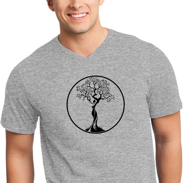 Black Tree of Life Circle Hombres Yoga Muy Importante Camiseta Dee V-Neck BTREECIR-DT6500