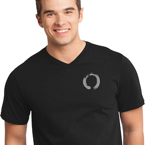 Enso Zen Circle Pocket Print Men&#39;s Yoga Very Important Tee V-Neck Shirt = ENSO-PP-DT6500