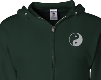 yin yang yoga wear◆ ユニセックスフーディ 2 Yin Yang Pocket Print Adult Unisex Yoga Full Zip Hoodie - YINYANG