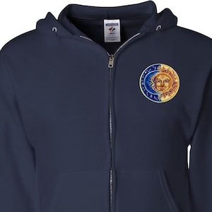 Sun and Moon Patch Pocket Print Adult Unisex Yoga Full Zip Hoodie - SUNMOON-PP-993