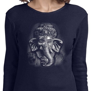 3D Ganesha Dark Ladies Yoga manga larga camiseta 5001-3DDARK