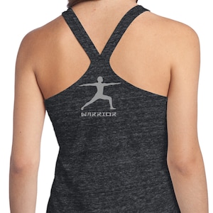 Warrior II Pose (back print) Ladies Yoga T-back Tank Top - DT250-WARRIOR-NECK