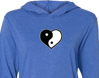 yin yang yoga wear◆ ユニセックスフーディ 2 Yin Yang Heart Yoga Lightweight Hoodie Tee T-shirt - YYHEART-3512