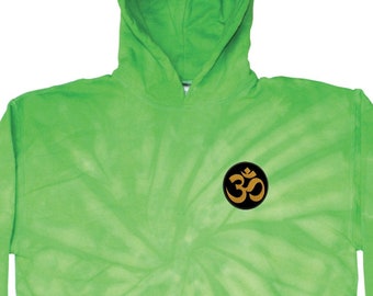 Oro AUM Patch Pocket Print Adulto Unisex Yoga Tie Dye sudadera con capucha - 8777-PGOLDAUM