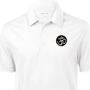 Sanskrit AUM Patch Pocket Print Men's Yoga Polo Tee T-Shirt = SANSKRITAUM-PP-ST690