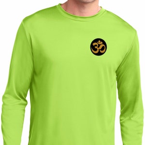 Gold AUM Patch Pocket Print Men's Yoga Moisture Wicking Tee T-Shirt = ST350LS-PGOLDAUM