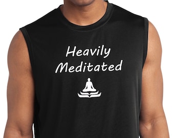 Heavily Meditated Men&#39;s Sleeveless Moisture Wicking Tee T-Shirt = ST352-HEAVMED