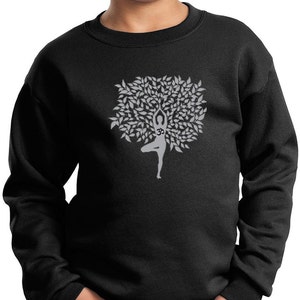 Grey Tree Pose Kid's Yoga Sweatshirt PC90Y-GTREEPOSE image 1