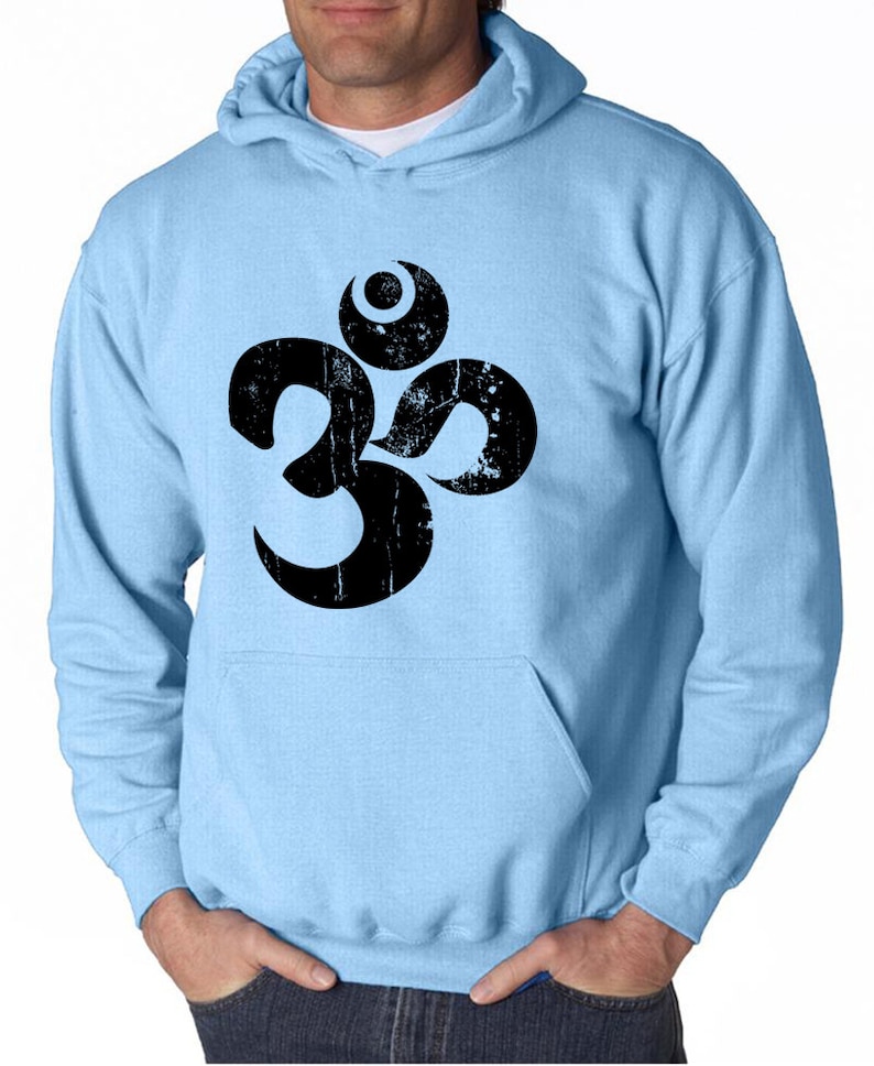 Black Distressed Om Yoga Hoodie Pc90h Bdom Etsy