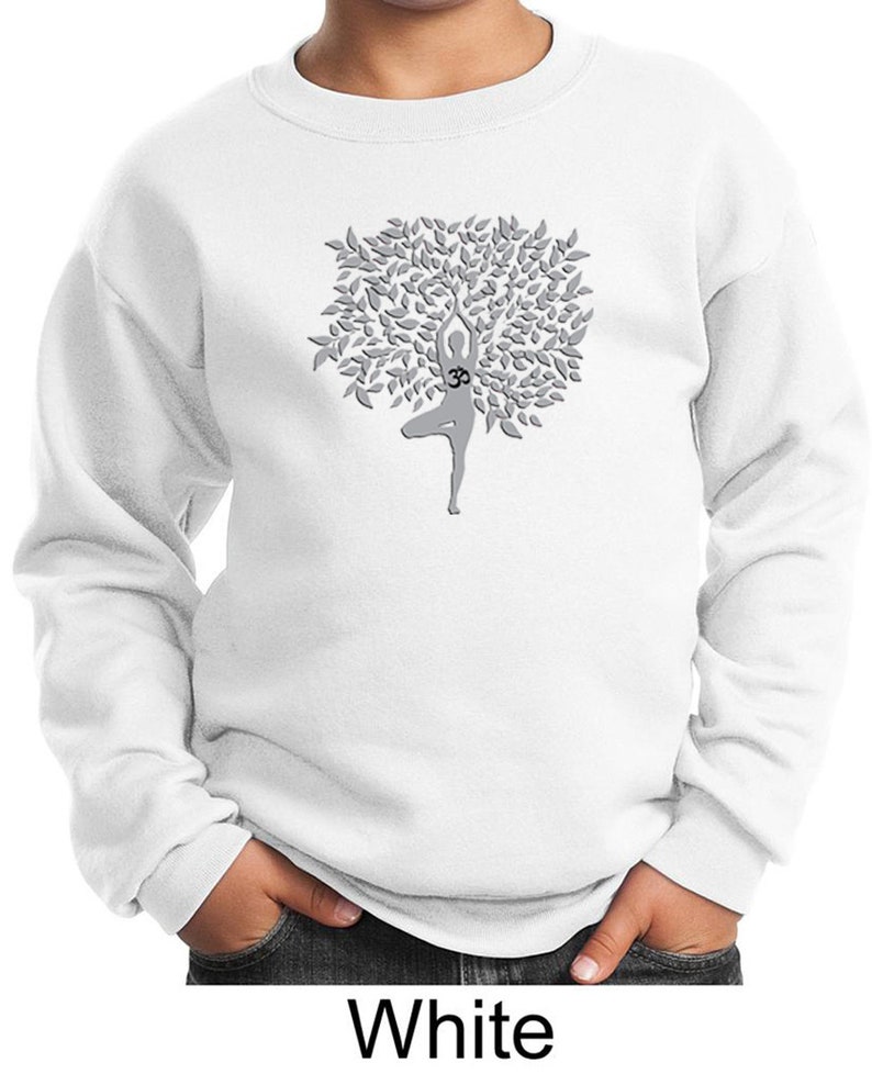 Grey Tree Pose Kid's Yoga Sweatshirt PC90Y-GTREEPOSE image 7