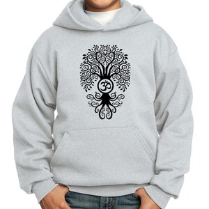 Black Bodhi Tree Kid's Yoga Hoodie - PC90YH-BBODHI