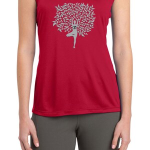 Grey Tree Pose Ladies Yoga Sleeveless Moisture Wicking Tee T-Shirt LST352-GTREEPOSE image 5