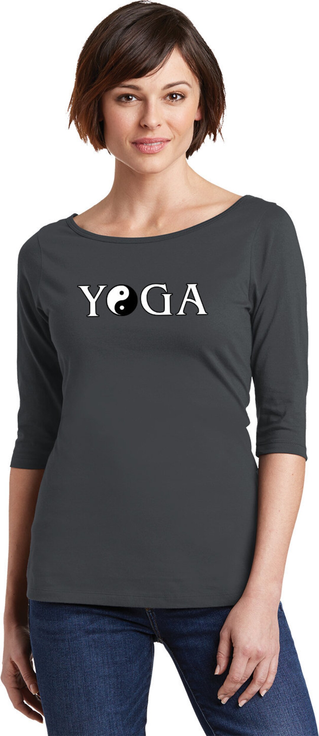 Yin Yang Yoga Text Ladies Yoga Perfect Weight 3/4-sleeve Tee - Etsy