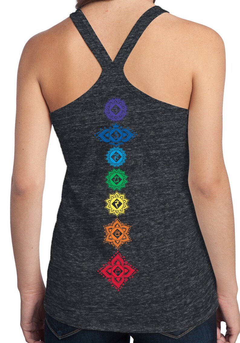 Floral Chakras Ladies Yoga T-back Tank Top DT250-FLORCHAK-BACK back print