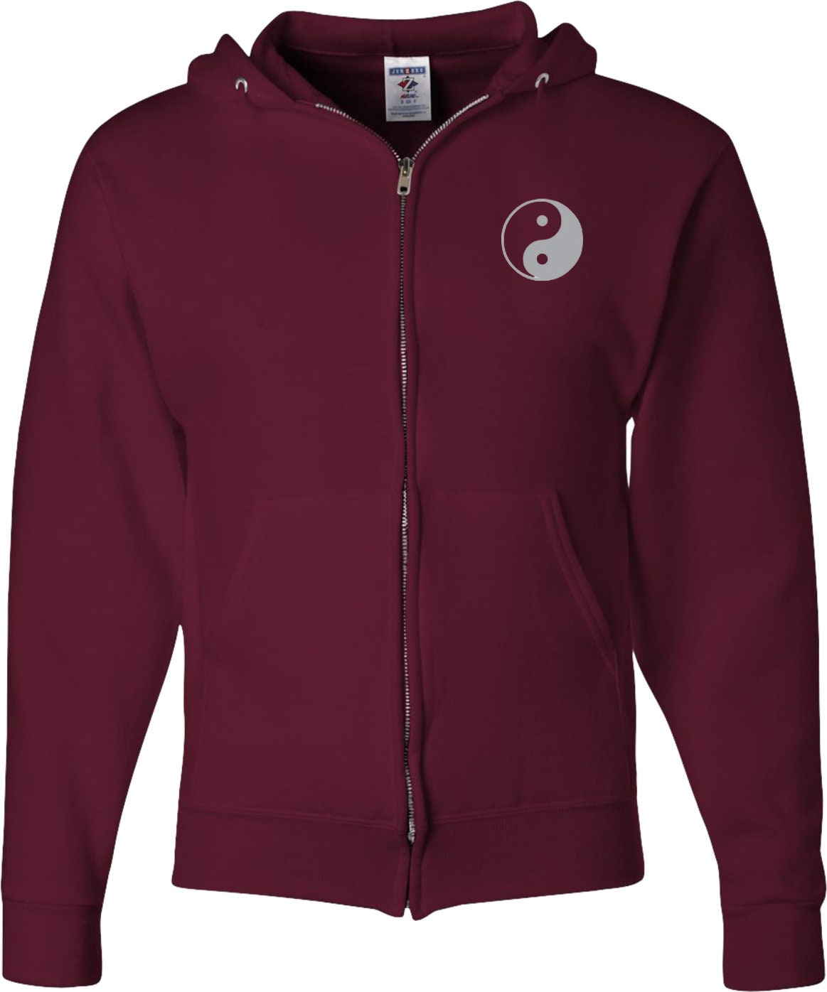 Yin Yang Pocket Print Adult Unisex Yoga Full Zip Hoodie - YINYANG