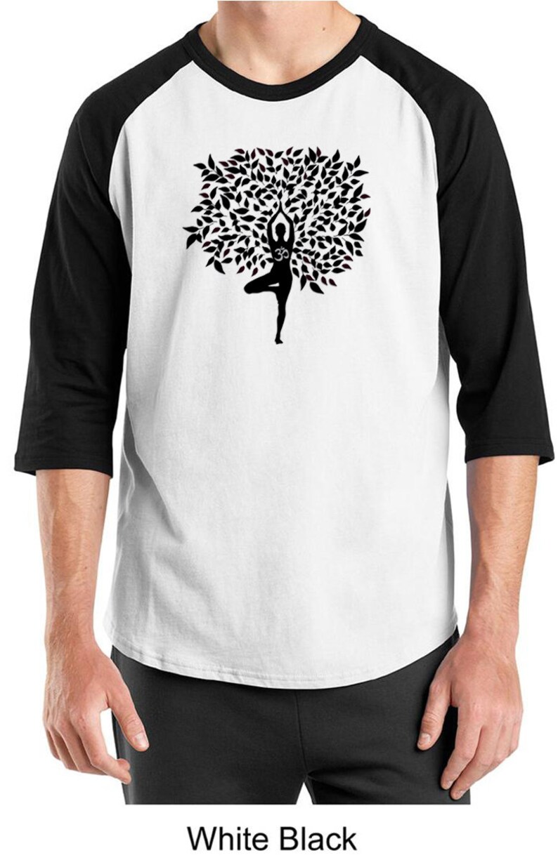 Black Tree Pose Yoga Raglan Tee T-shirt T200-BTREEPOSE | Etsy