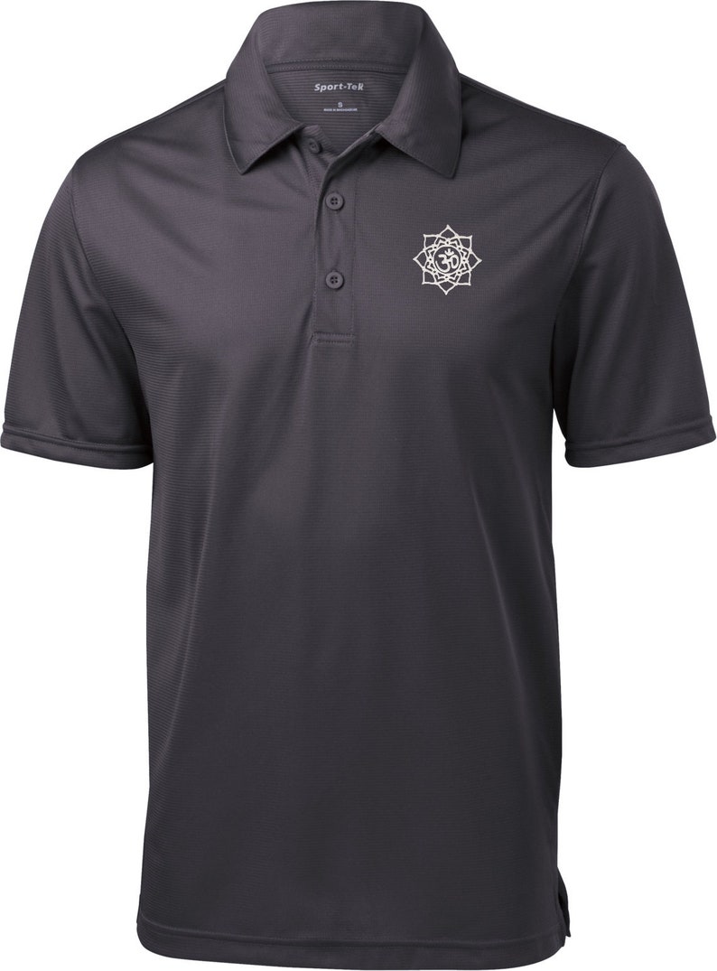 White Lotus OM Patch Pocket Print Men/'s Yoga Polo Tee T-Shirt = WLOTUSOM-PP-ST690