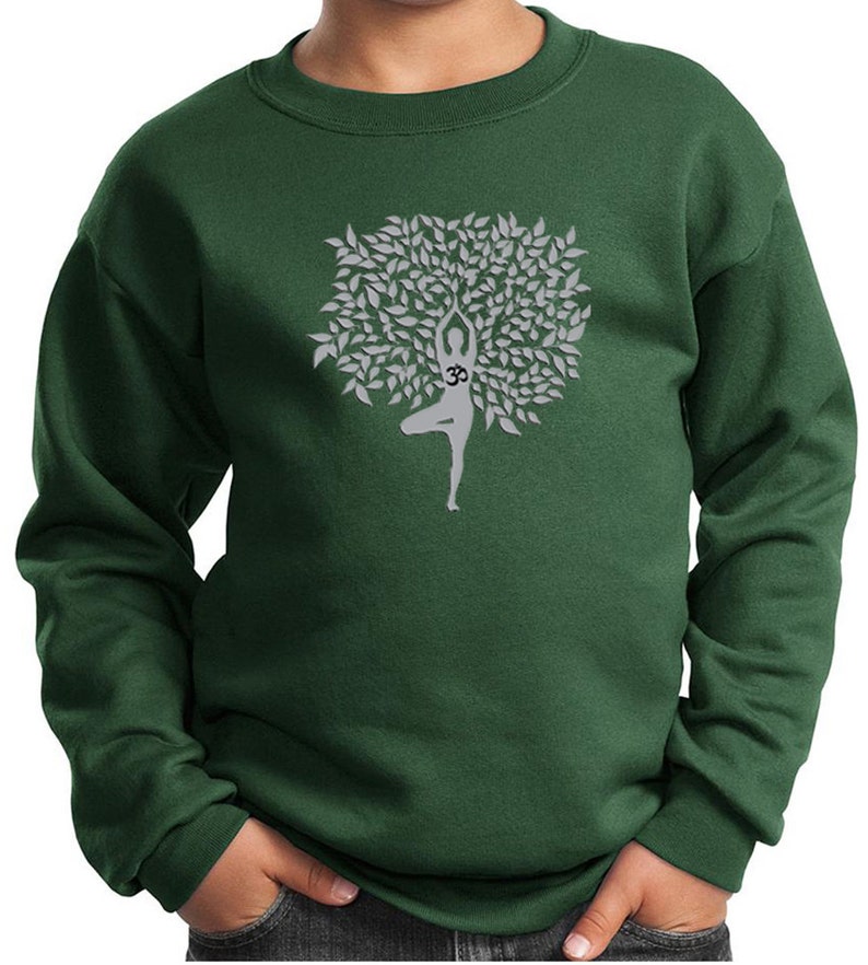 Grey Tree Pose Kid's Yoga Sweatshirt PC90Y-GTREEPOSE image 2