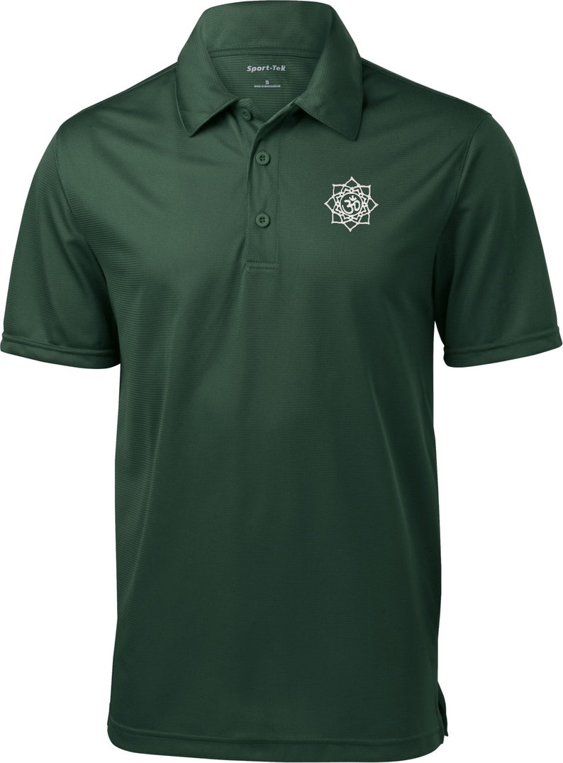 White Lotus OM Patch Pocket Print Men/'s Yoga Polo Tee T-Shirt = WLOTUSOM-PP-ST690