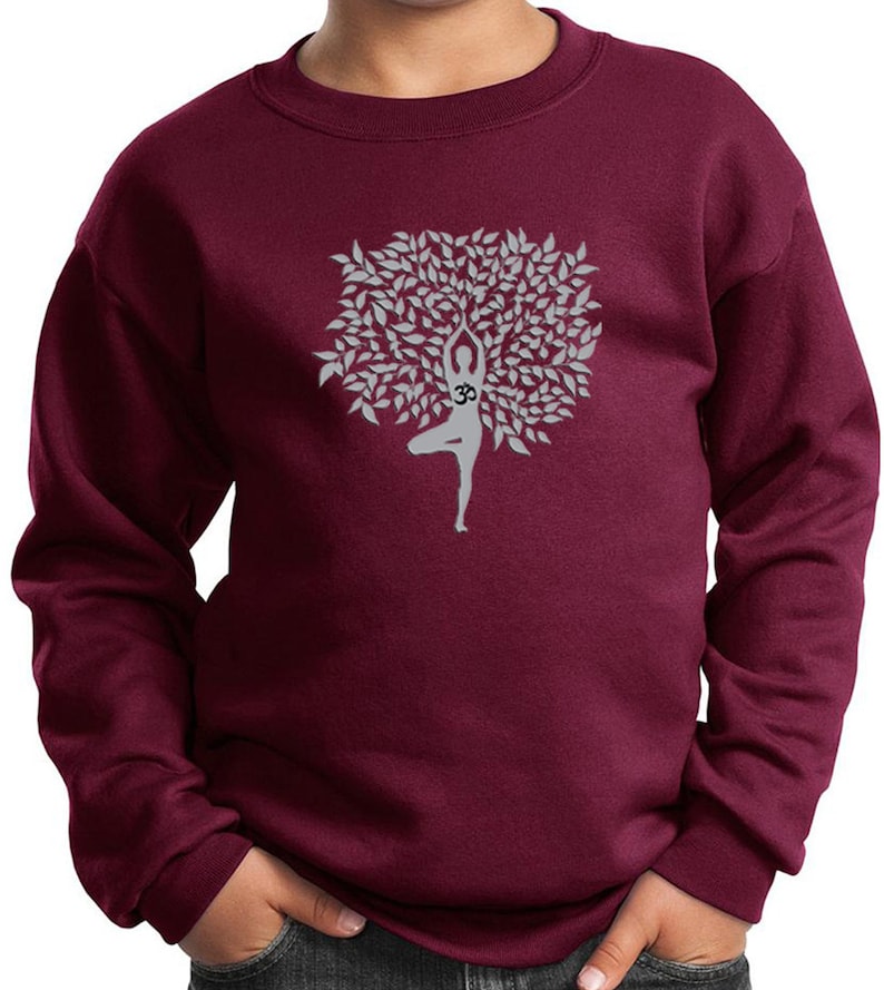 Grey Tree Pose Kid's Yoga Sweatshirt PC90Y-GTREEPOSE image 3