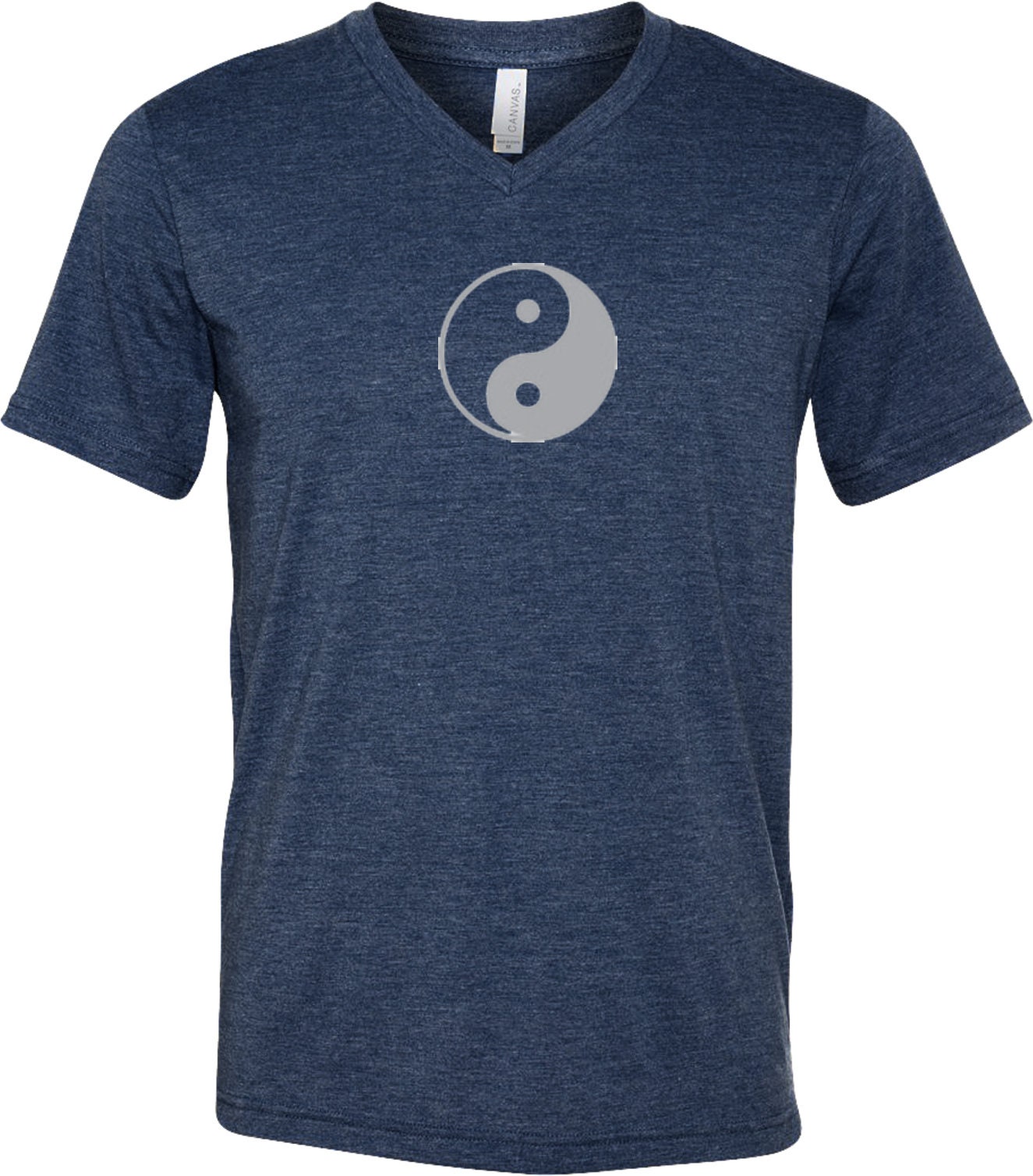 90s YING YANG 陰陽 Yin Yang Tシャツ USA製 XL 紺 Yin Yang Big Print Adult Unisex Yoga Triblend V-neck Tee Shirt