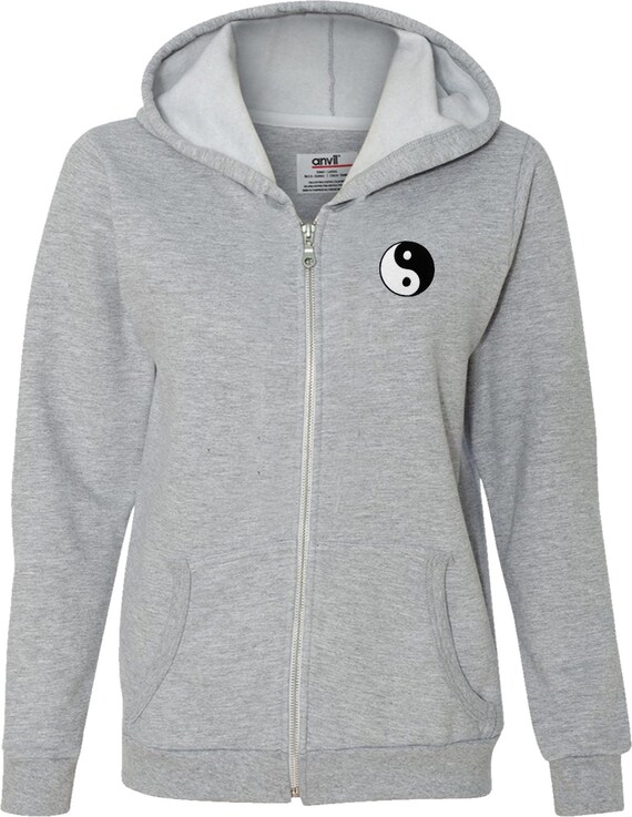 Yin Yang Patch Pocket Print Ladies Yoga Full Zip Hoodie