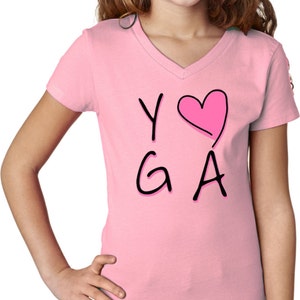 Yoga Love Girls V-Neck Tee T-Shirt = 3740-A8417C