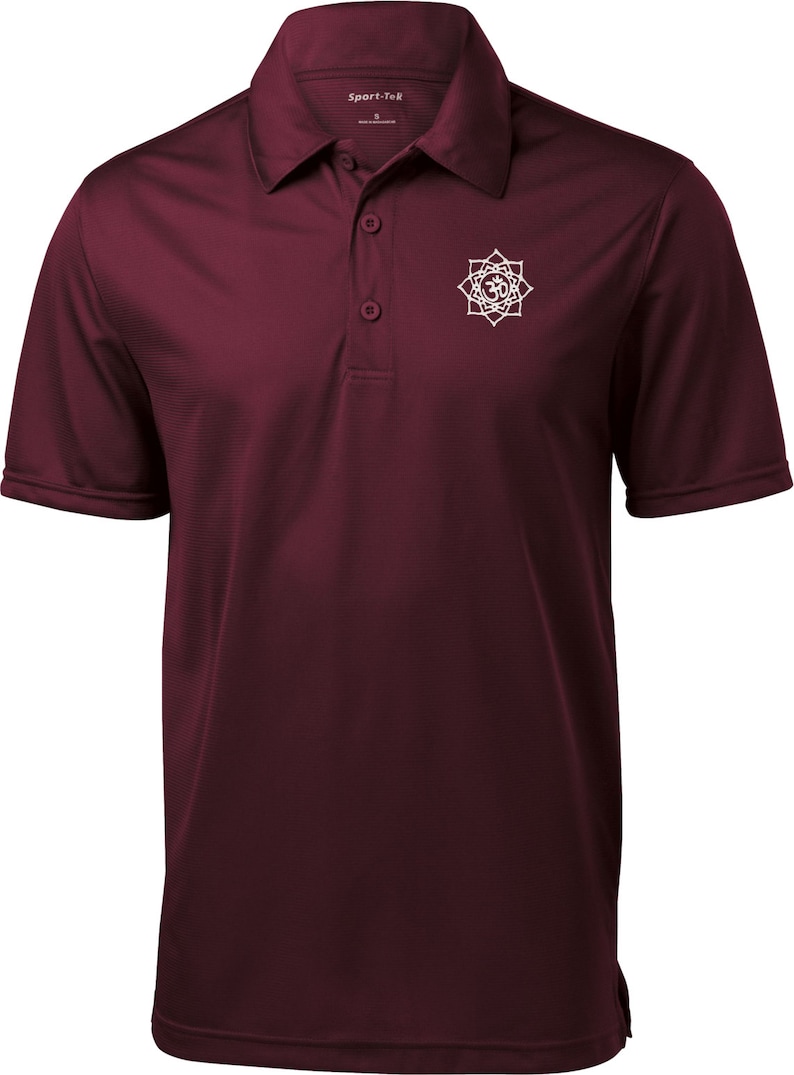 White Lotus OM Patch Pocket Print Men/'s Yoga Polo Tee T-Shirt = WLOTUSOM-PP-ST690