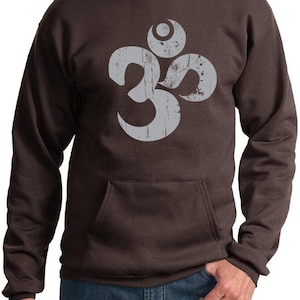 Grey Distressed OM Yoga Hoodie - PC90H-GDOM