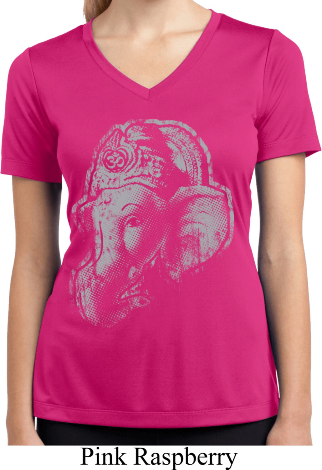 BIG Ganesha Profile Ladies Yoga Moisture Wicking V-neck Tee T-shirt  LST353-BIGPROFILE 
