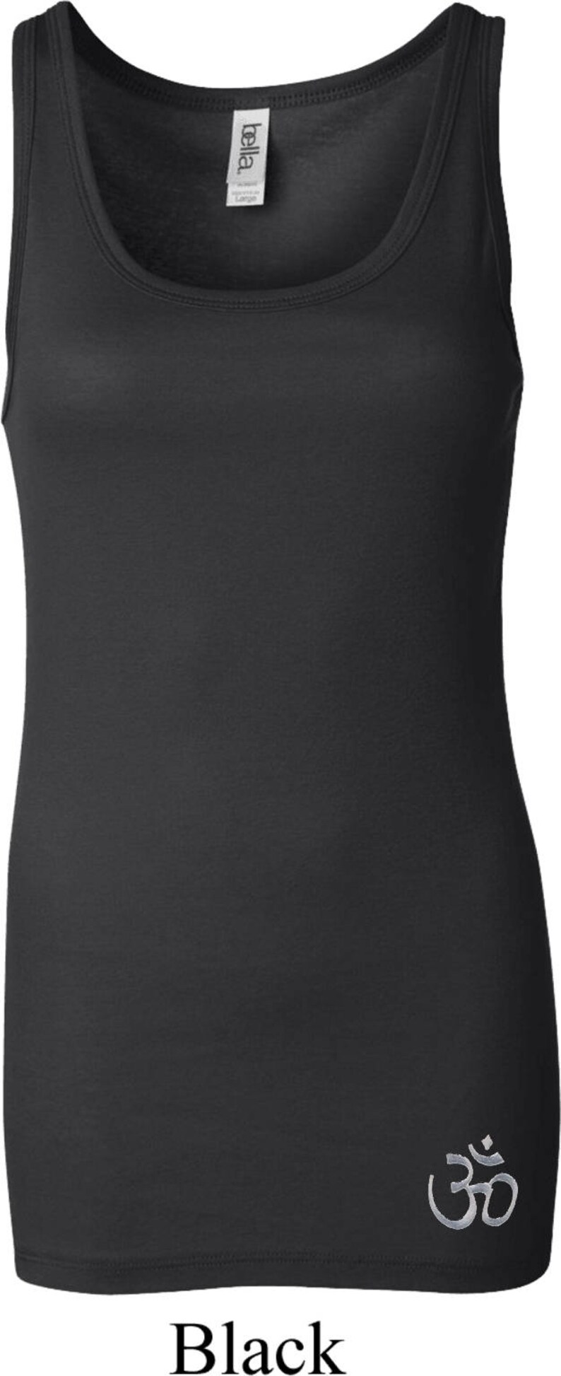 Hindu Patch Bottom Print Ladies Yoga Longer Length Tanktop 8780-HINDU Black