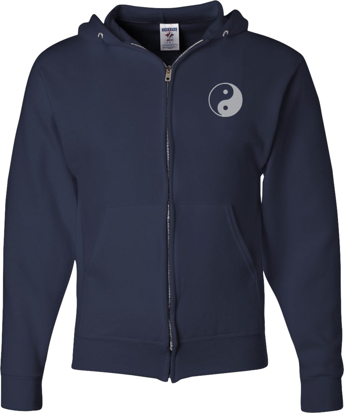 yin yang yoga wear◆ ユニセックスフーディ 2 Yin Yang Pocket Print Adult Unisex Yoga Full Zip Hoodie - YINYANG