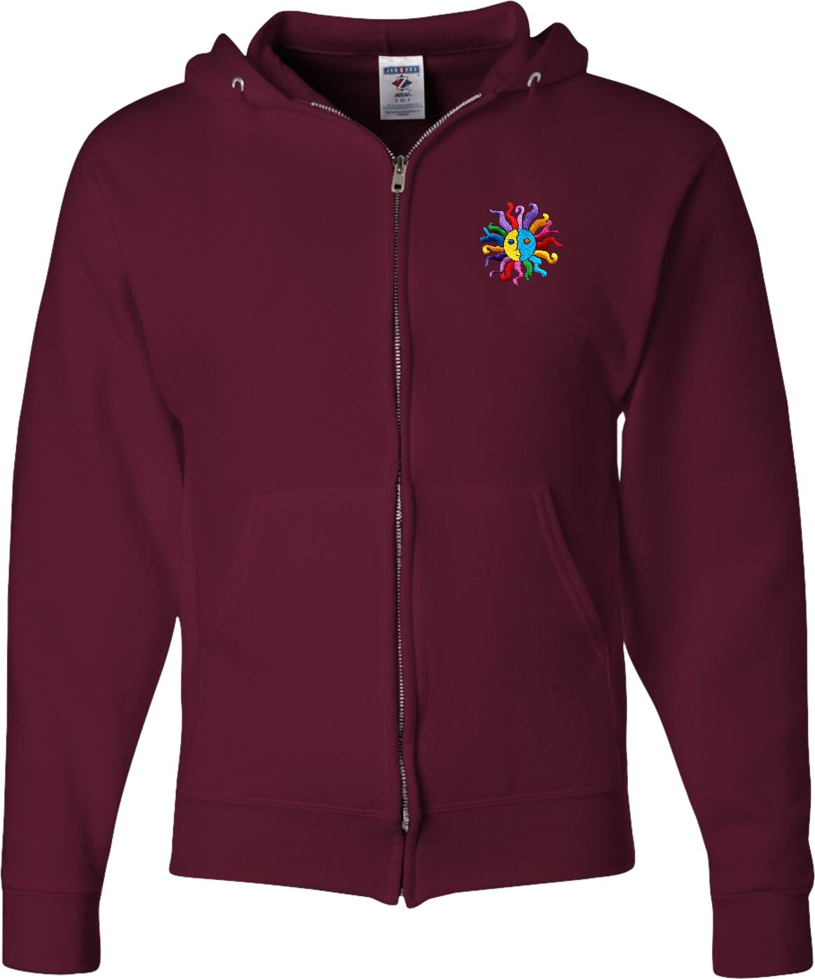 Hippie Sun Patch Pocket Print Adult Unisex Yoga Full Zip